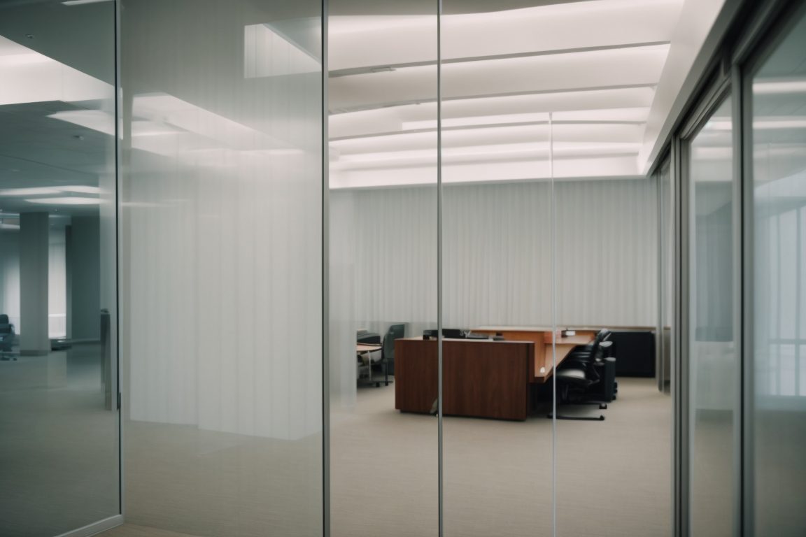 interior office with opaque privacy window film in Washington DC