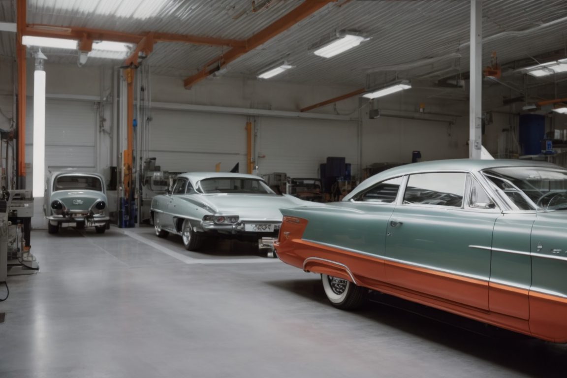 car workshop with vehicles getting compliant window tints installed