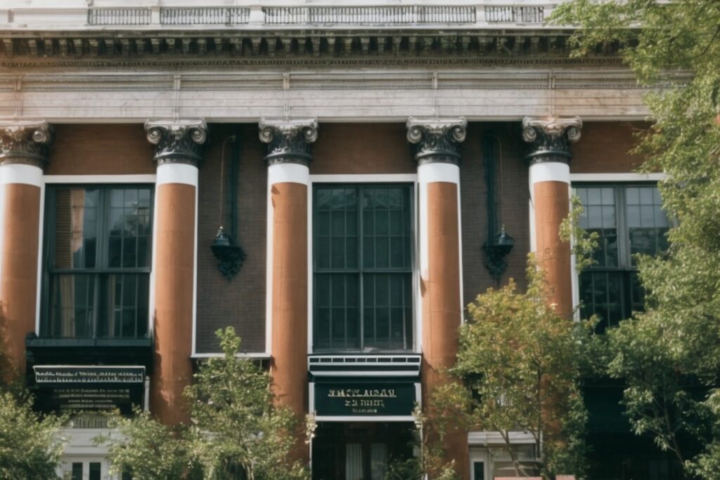 historic Washington DC building with heat blocking window film