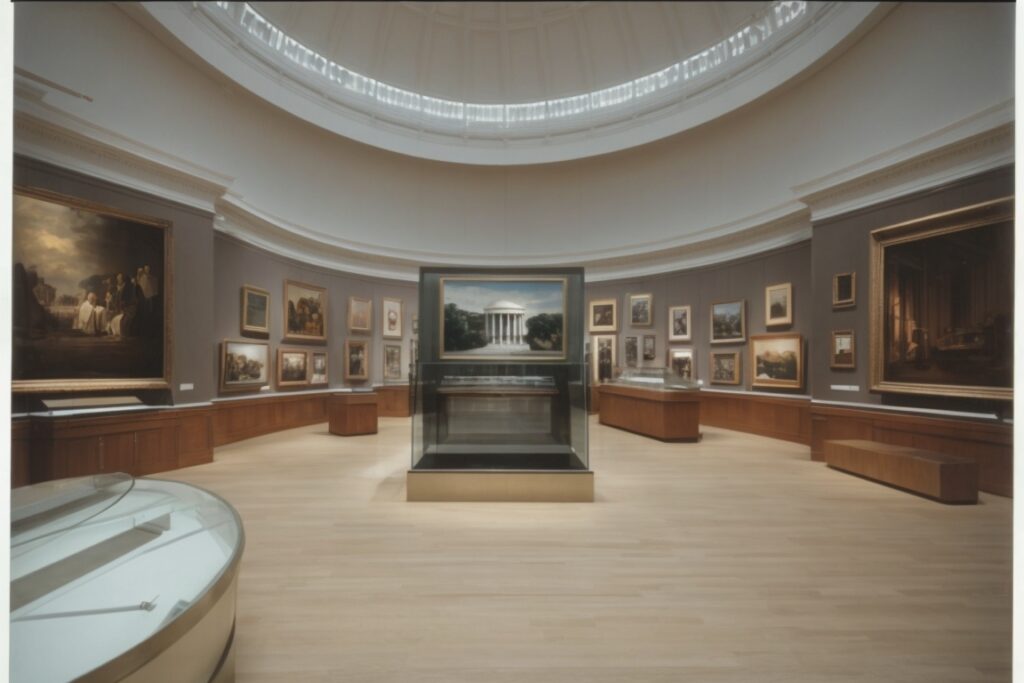 Historic Washington DC museum with opaque window films protecting art